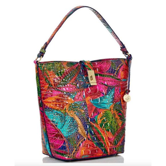 NWT Brahmin Melbourne Collection Lush Shira Crocodile-Embossed Bucket Bag - Picture 4 of 4